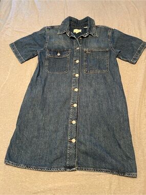 Universal Thread Dark Blue Denim Button-Front Shirt Dress